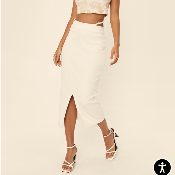 Cut Out Slit Bodycon Midi Skirt NWT - Picture 1 of 2
